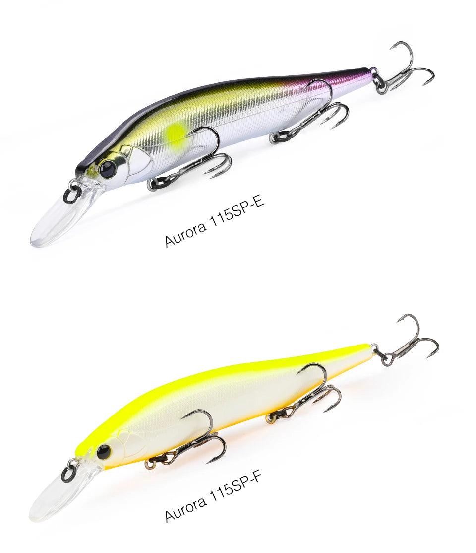 TSURINOYA 115mm 17.2g Suspending Minnow Tungsten Weight System AURORA 115sp