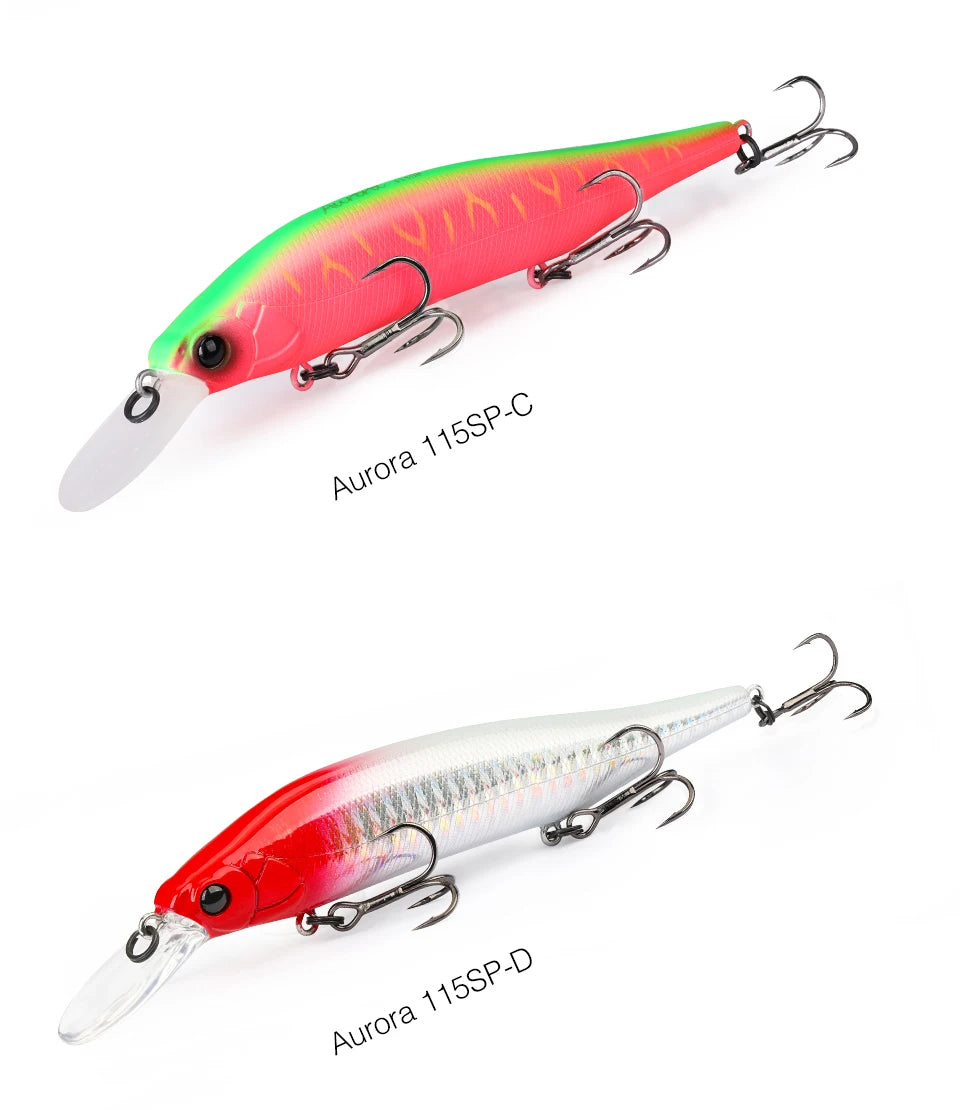 TSURINOYA 115mm 17.2g Suspending Minnow Tungsten Weight System AURORA 115sp