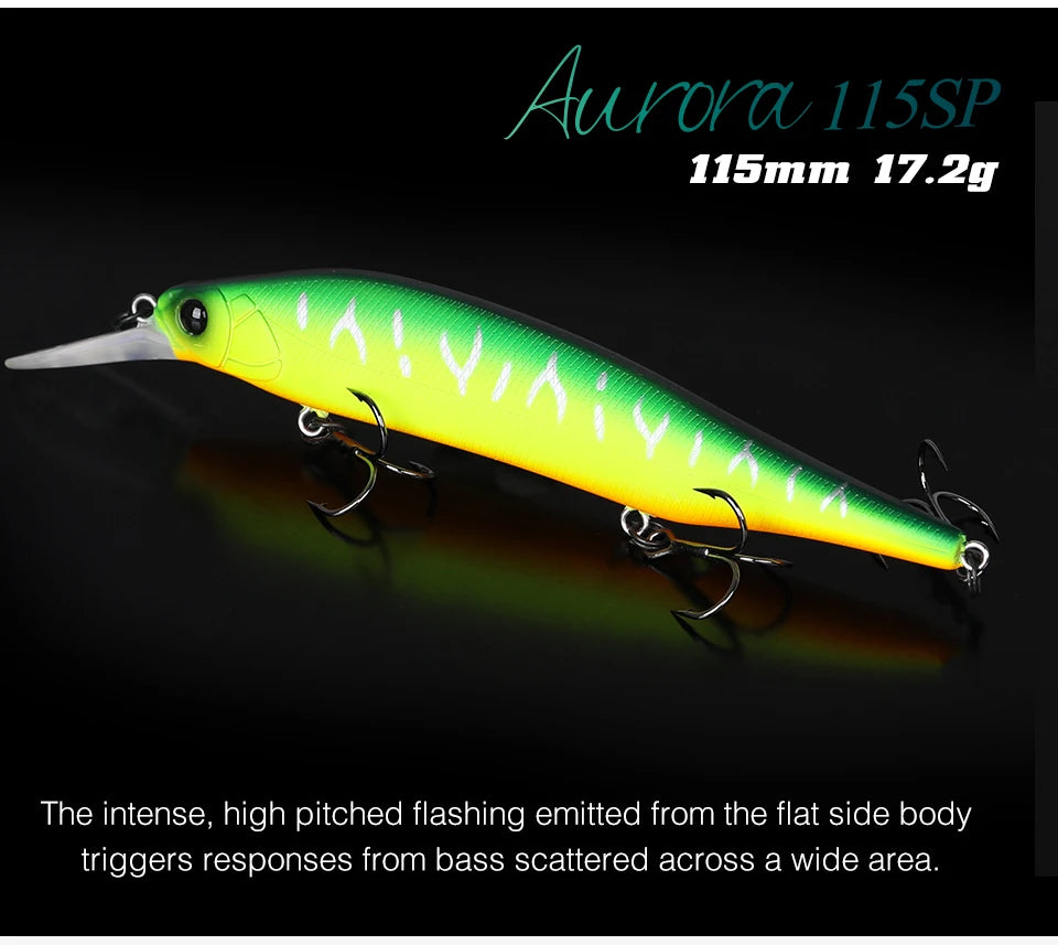 TSURINOYA 115mm 17.2g Suspending Minnow Tungsten Weight System AURORA 115sp