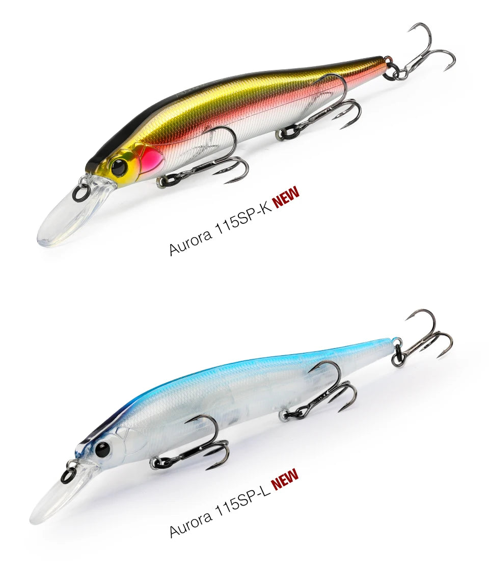 TSURINOYA 115mm 17.2g Suspending Minnow Tungsten Weight System AURORA 115sp