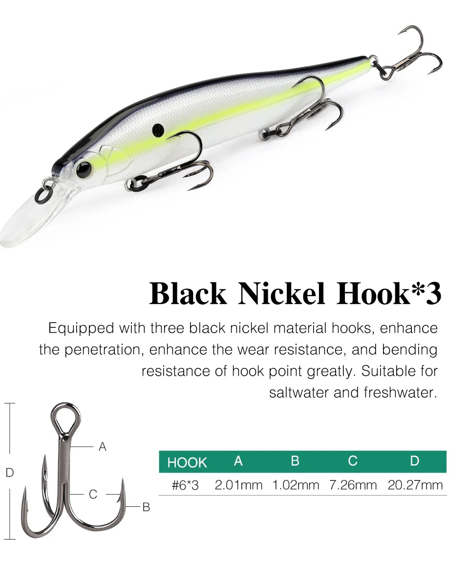 TSURINOYA 115mm 17.2g Suspending Minnow Tungsten Weight System AURORA 115sp
