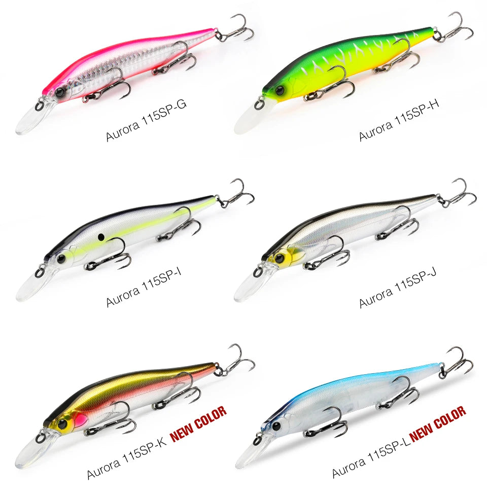 TSURINOYA 115mm 17.2g Suspending Minnow Tungsten Weight System AURORA 115sp