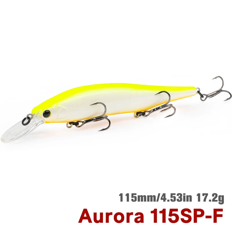 TSURINOYA 115mm 17.2g Suspending Minnow Tungsten Weight System AURORA 115sp