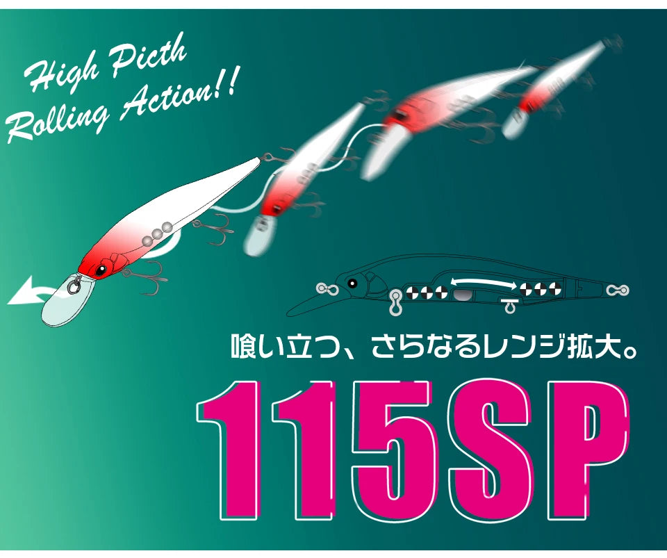 TSURINOYA 115mm 17.2g Suspending Minnow Tungsten Weight System AURORA 115sp
