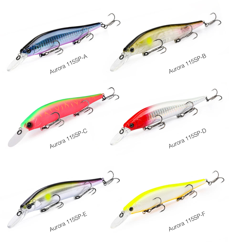 TSURINOYA 115mm 17.2g Suspending Minnow Tungsten Weight System AURORA 115sp