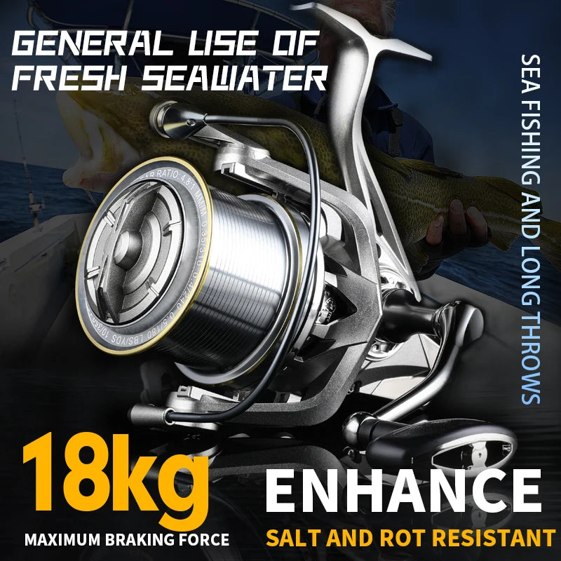 BEARKING New NGK Sea Fishing Waterproof Fishing Scroll 8000-14000 Model Speed 4.8:1 Maximum Fishing Force 18KG Waterproof Scroll