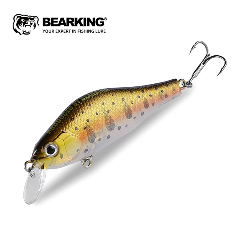 BEARKING New 70mm 8.6g Tungsten system fishing lures minnow crank wobbler quality fishing tackle 10 colors to choose from