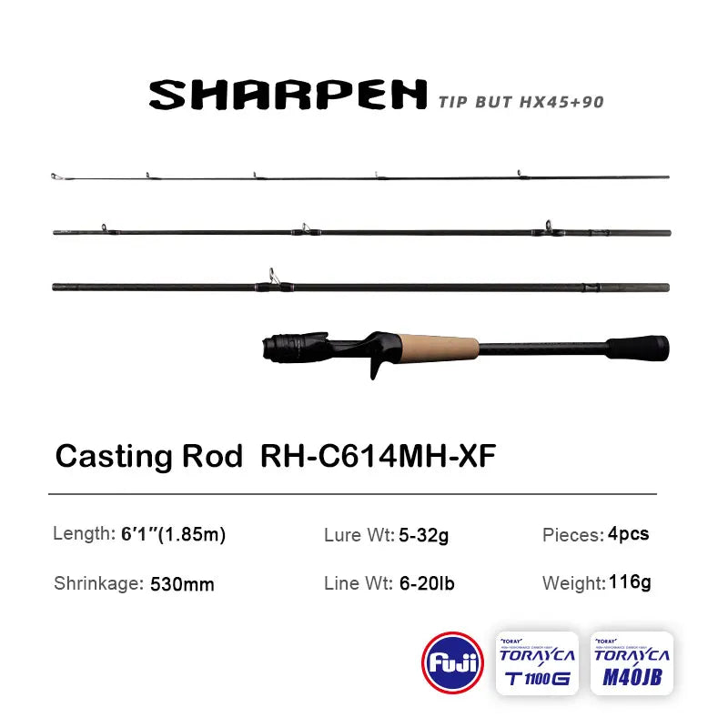 PURELURE SHARPEN Soft Lure Long Spinning and Casting XF/MF Action Rods FUJI Components Bass Pike Rod Fishing Rod Spinning Reel