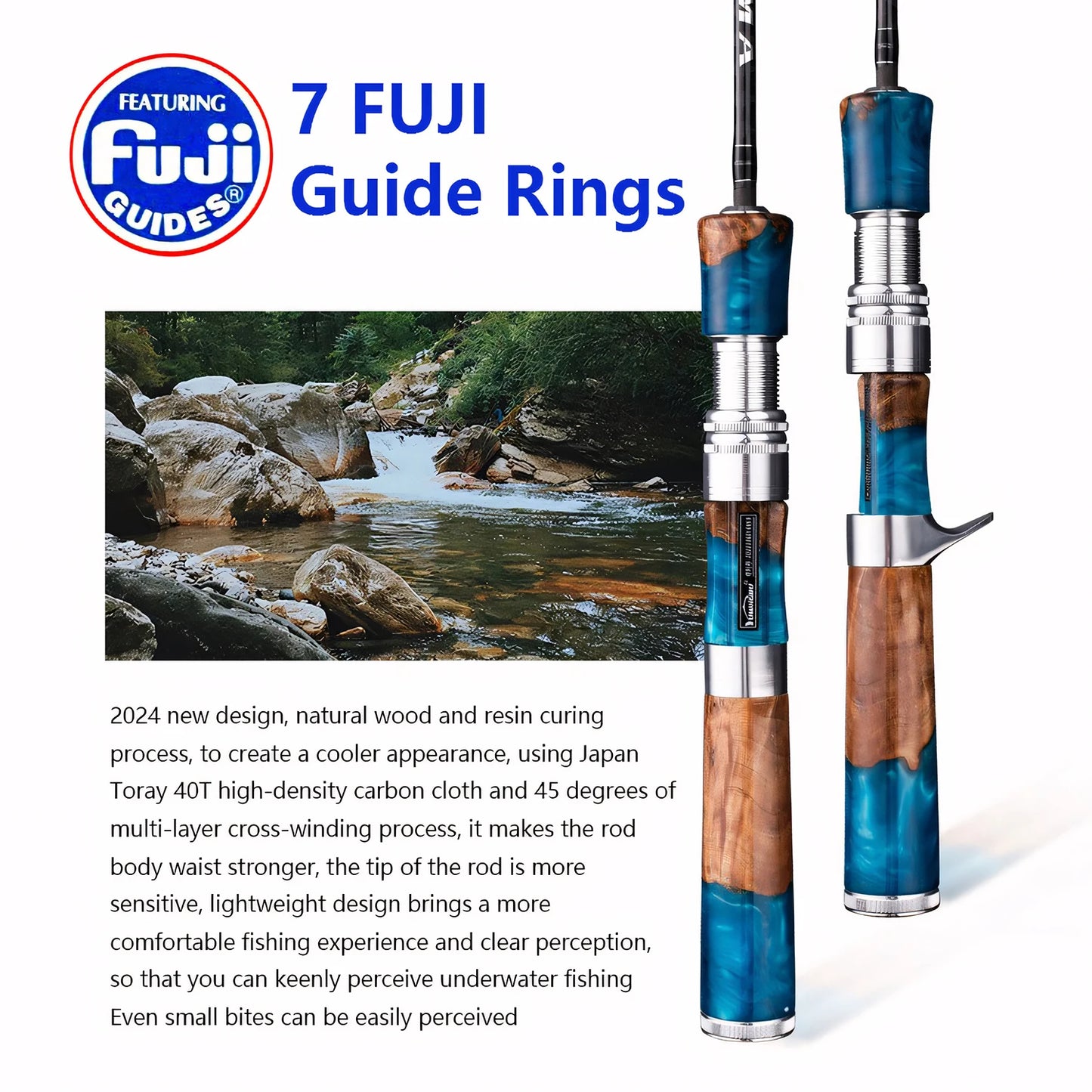 UL 40T Carbon Fiber Fishing Rod,Ultra Soft Light Lure Rod,FUJI Guide Ring,Spinning Casting Rod,Trout,Bass,Carp Fishing Pole Tool