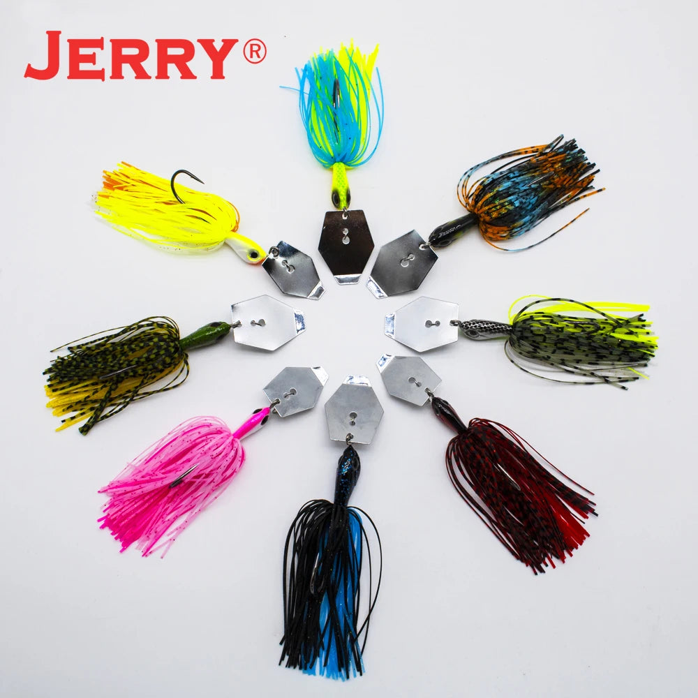 Jerry Dawn 1/4oz 3/8oz 1/2oz Chatterbait Bladejig Bass Fishing Lures Spinner Bait Silicone Skirts Vibration