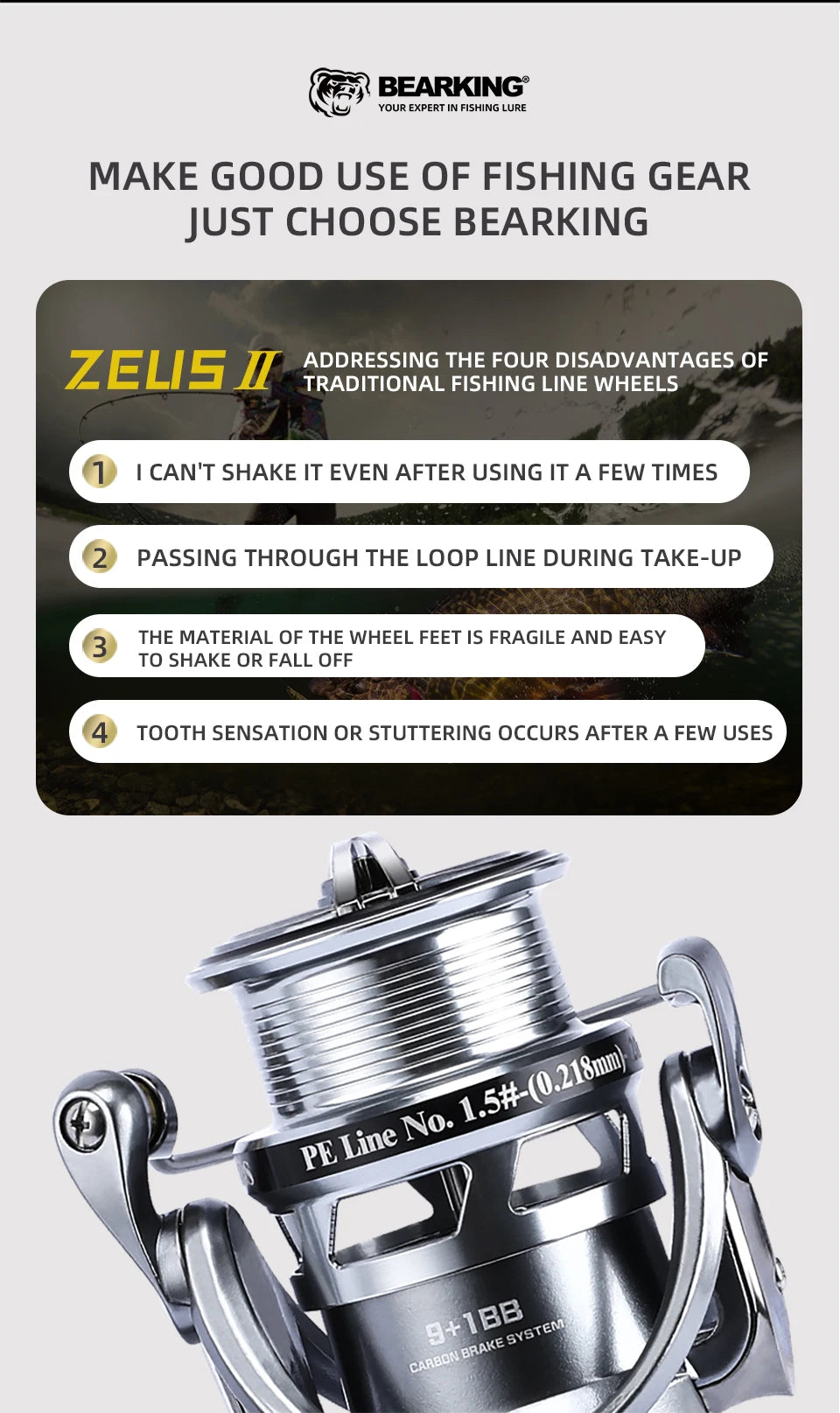 BEARKING Zeus II 9BB bearing 5.2:1 ratio spinning reel
