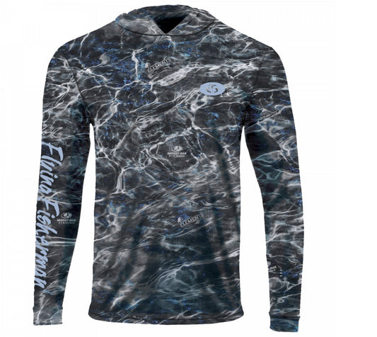 Flying Fisherman Performance Hoodie Mossy Oak Elements Blackfin X-Large