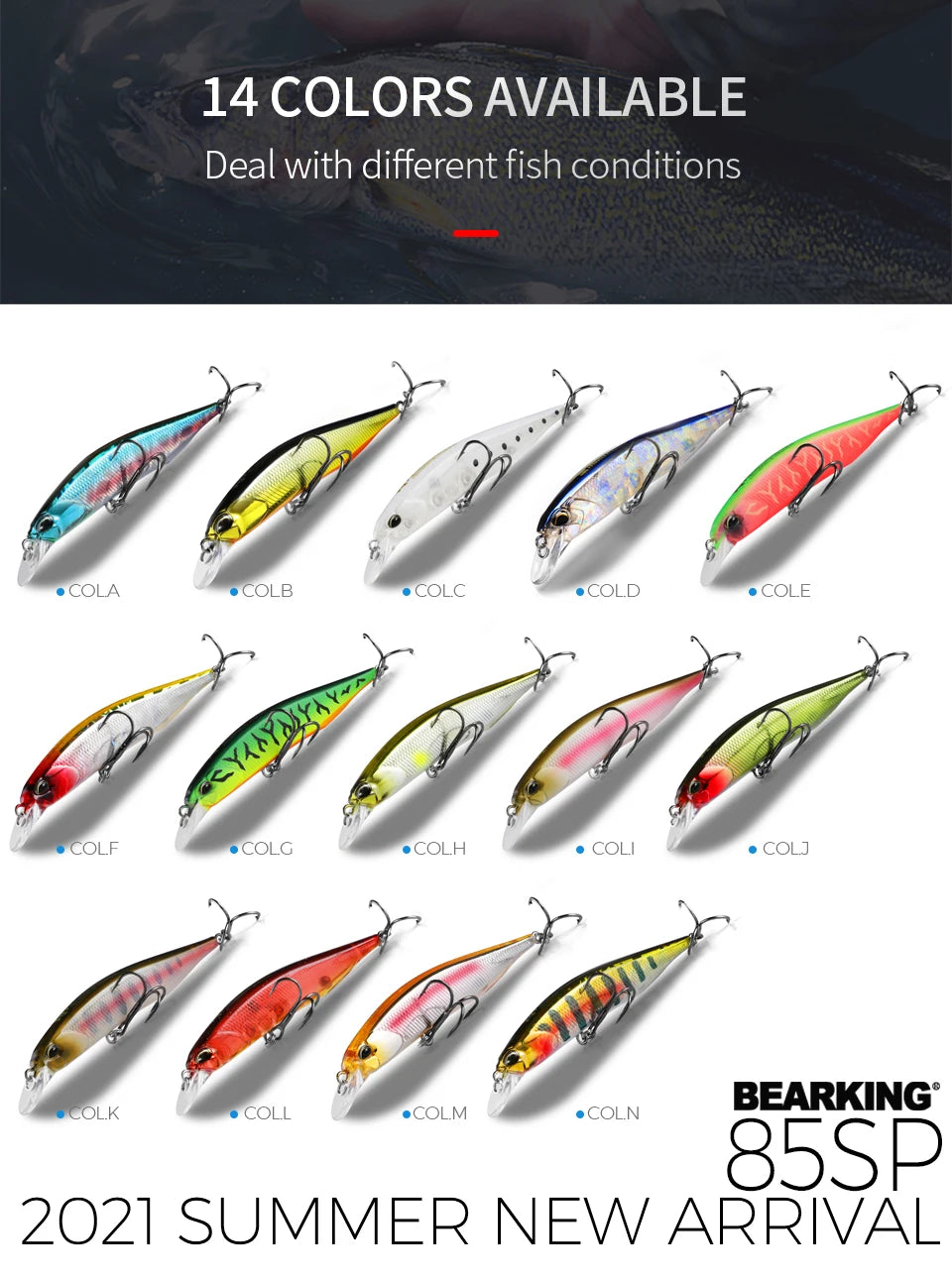 BEARKING 85mm 8g  hot model fishing lures hard bait 14color for choose minnow quality professional minnow depth1.3-1.8m