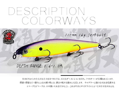 Bearking 115mm 16g Dive 0.6-1m floating Top Fishing Lures Wobblers Artificial Bait Predator Tackle jerkbaits for pike and bass