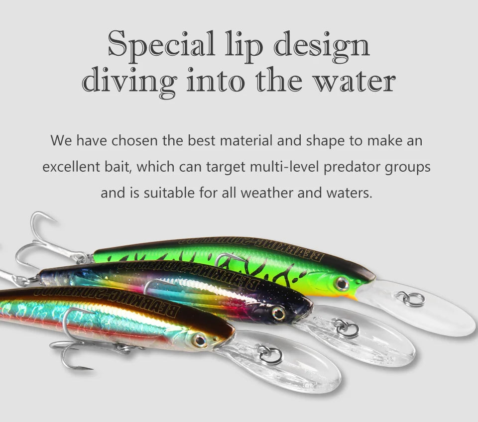 BEARKING Top Hard Baits Fishing Lures 120mm 22g  long  casting minnow Wobblers dive Depth 6-10ft Bass Pike
