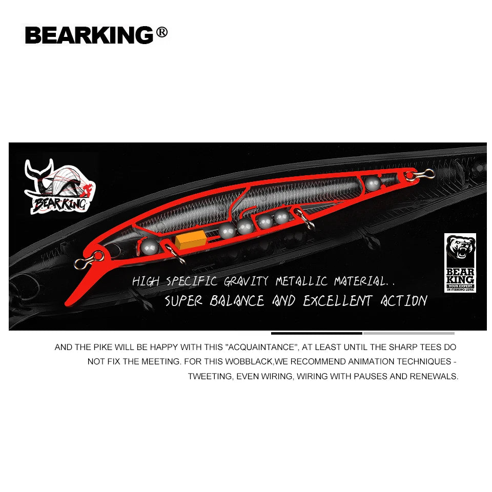 Bearking 115mm 16g Dive 0.6-1m floating Top Fishing Lures Wobblers Artificial Bait Predator Tackle jerkbaits for pike and bass