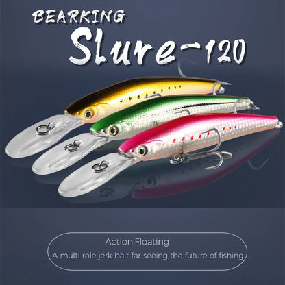 BEARKING Top Hard Baits Fishing Lures 120mm 22g  long  casting minnow Wobblers dive Depth 6-10ft Bass Pike