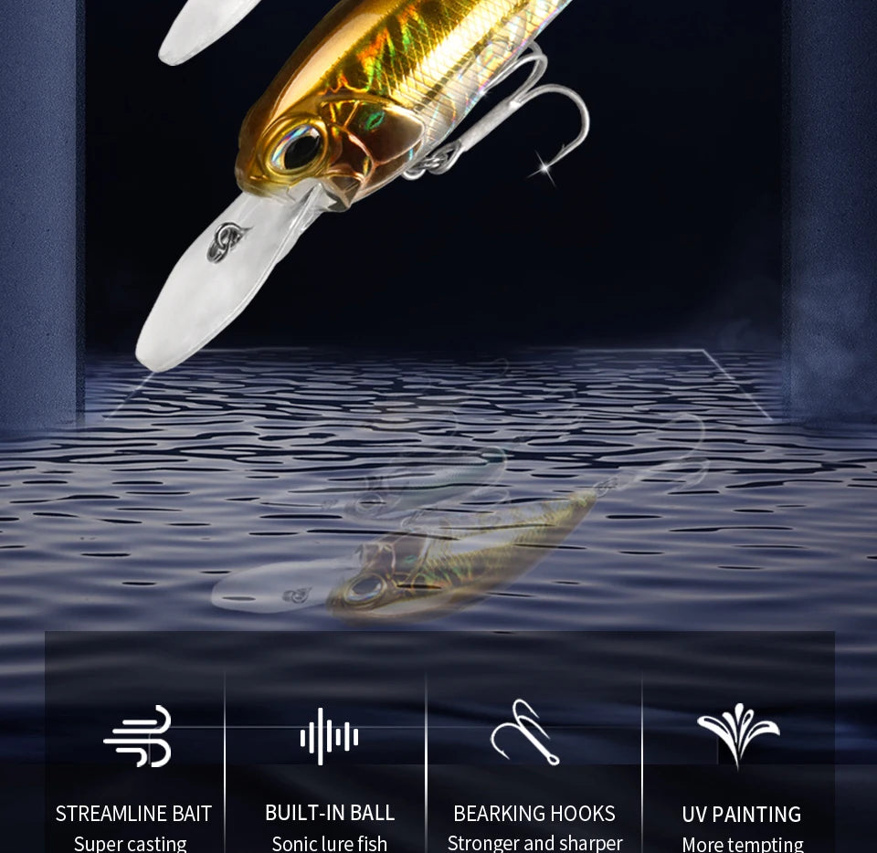 Bearking professional hot fishing tackle Retail 2022 qulity fishing lure  65mm 14g crank dive 2m for pike and bass