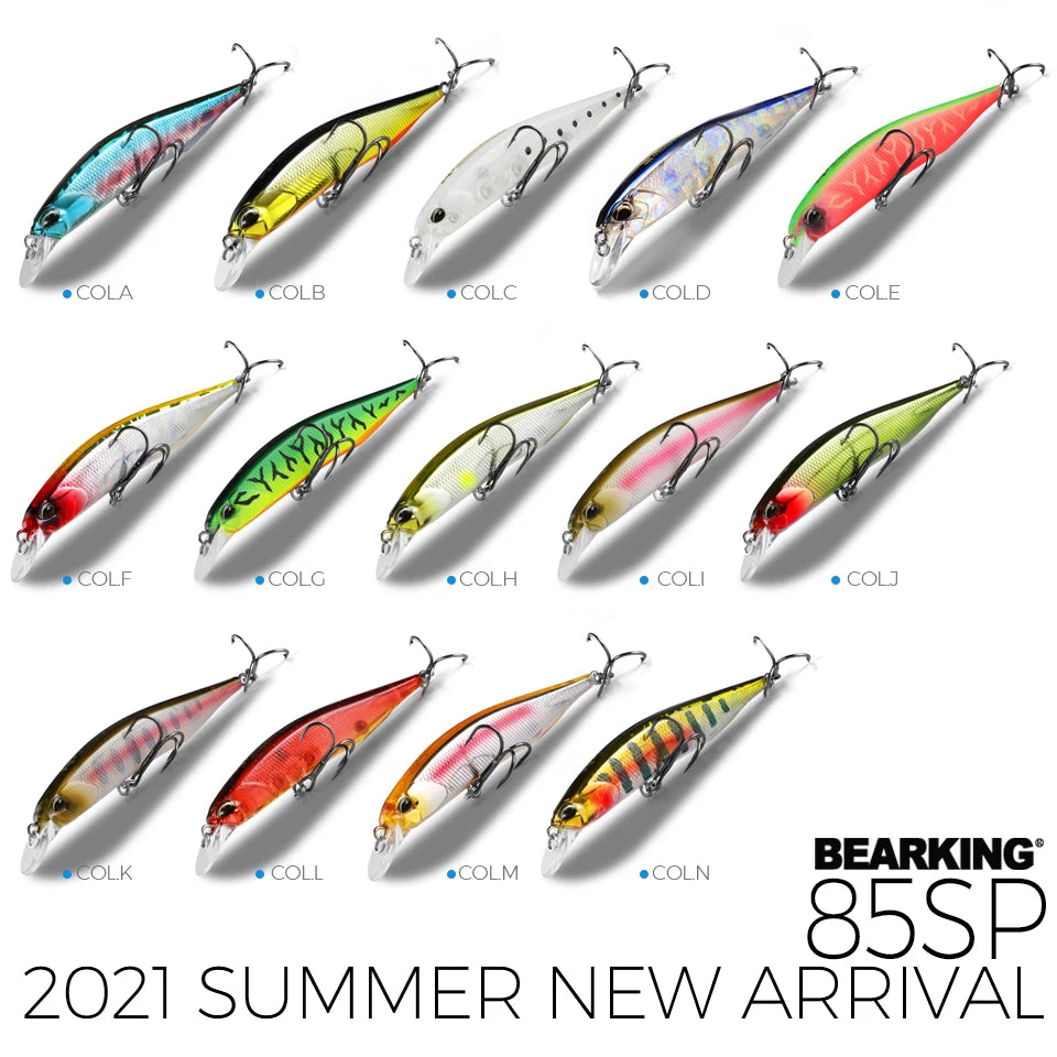 BEARKING 85mm 8g  hot model fishing lures hard bait 14color for choose minnow quality professional minnow depth1.3-1.8m