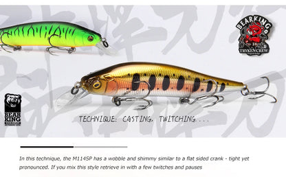 BEARKING 115mm 15g SP Tungsten weight system Top fishing lures minnow crank wobbler quality fishing tackle hooks for fishing
