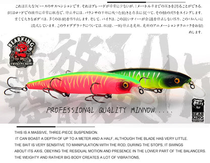 Bearking 128mm 23g New hot model professional quality fishing lures hard bait dive 1.5m quality wobblers minnow