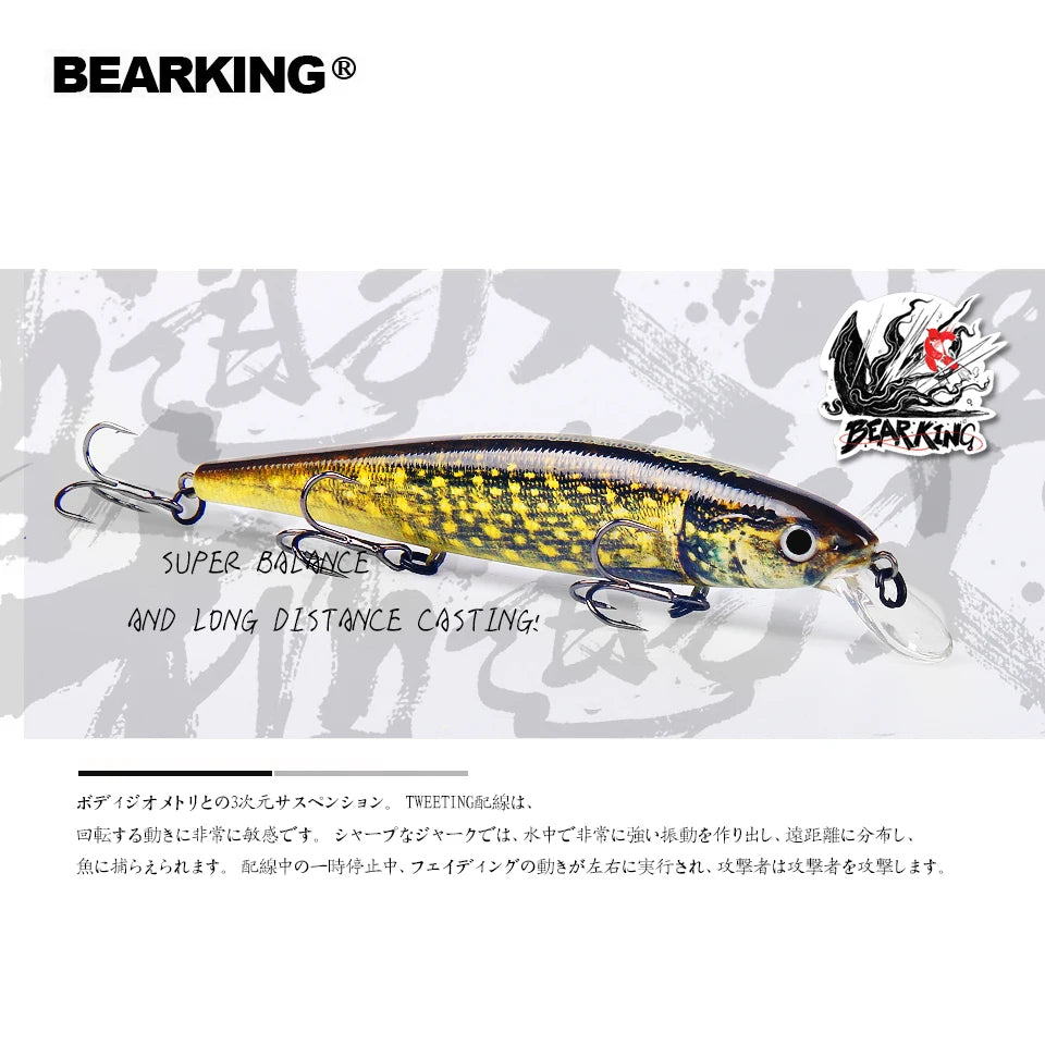 Bearking 11.5cm 16g hot professional quality fishing lure,wobblers minnow crank crank bait excellent painting free shipping
