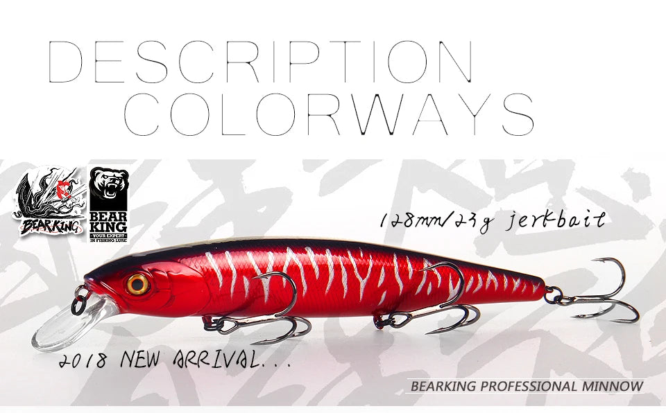 Bearking 128mm 23g New hot model professional quality fishing lures hard bait dive 1.5m quality wobblers minnow
