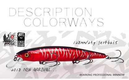 Bearking 128mm 23g New hot model professional quality fishing lures hard bait dive 1.5m quality wobblers minnow