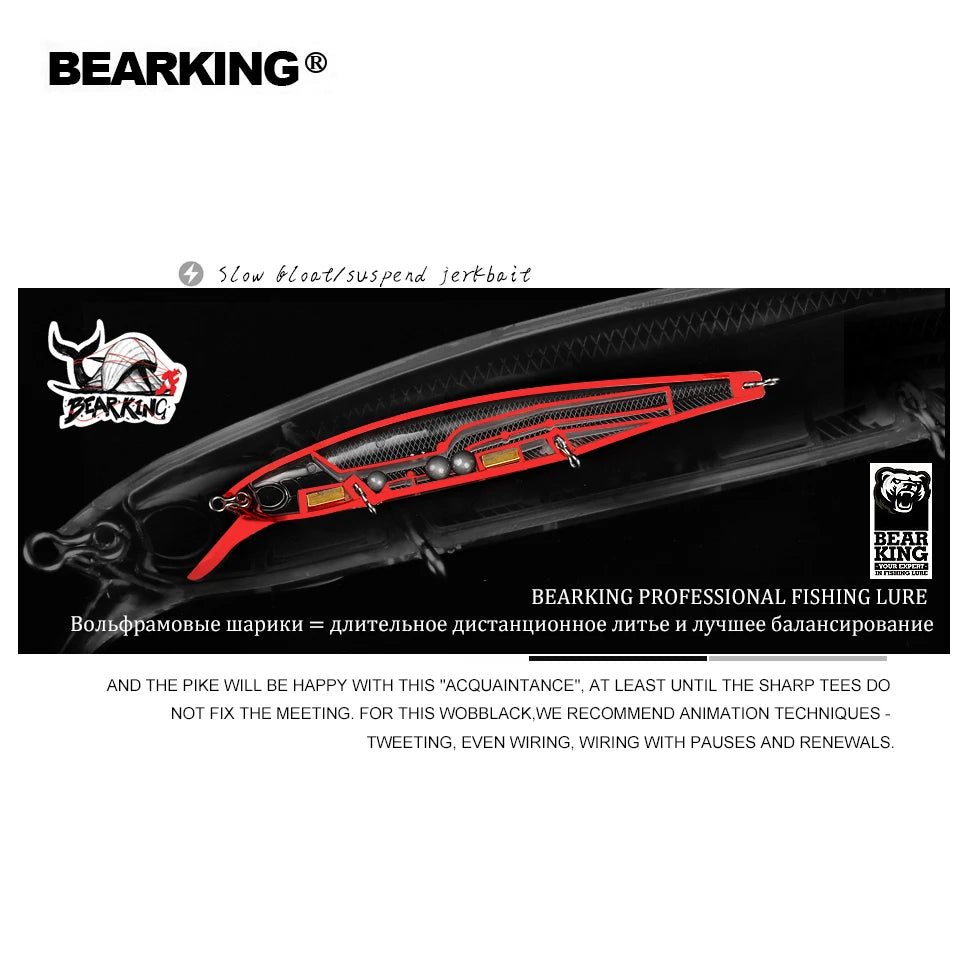 Bearking 128mm 23g New hot model professional quality fishing lures hard bait dive 1.5m quality wobblers minnow