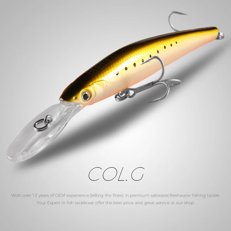 BEARKING Top Hard Baits Fishing Lures 120mm 22g  long  casting minnow Wobblers dive Depth 6-10ft Bass Pike