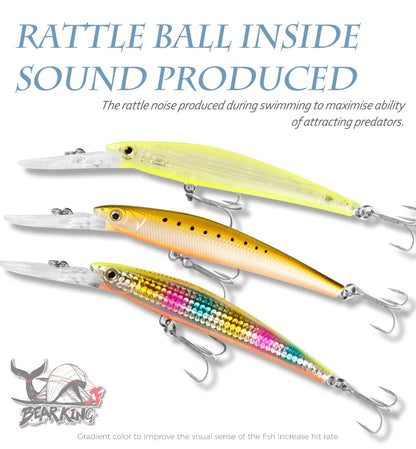 BEARKING Top Hard Baits Fishing Lures 120mm 22g  long  casting minnow Wobblers dive Depth 6-10ft Bass Pike