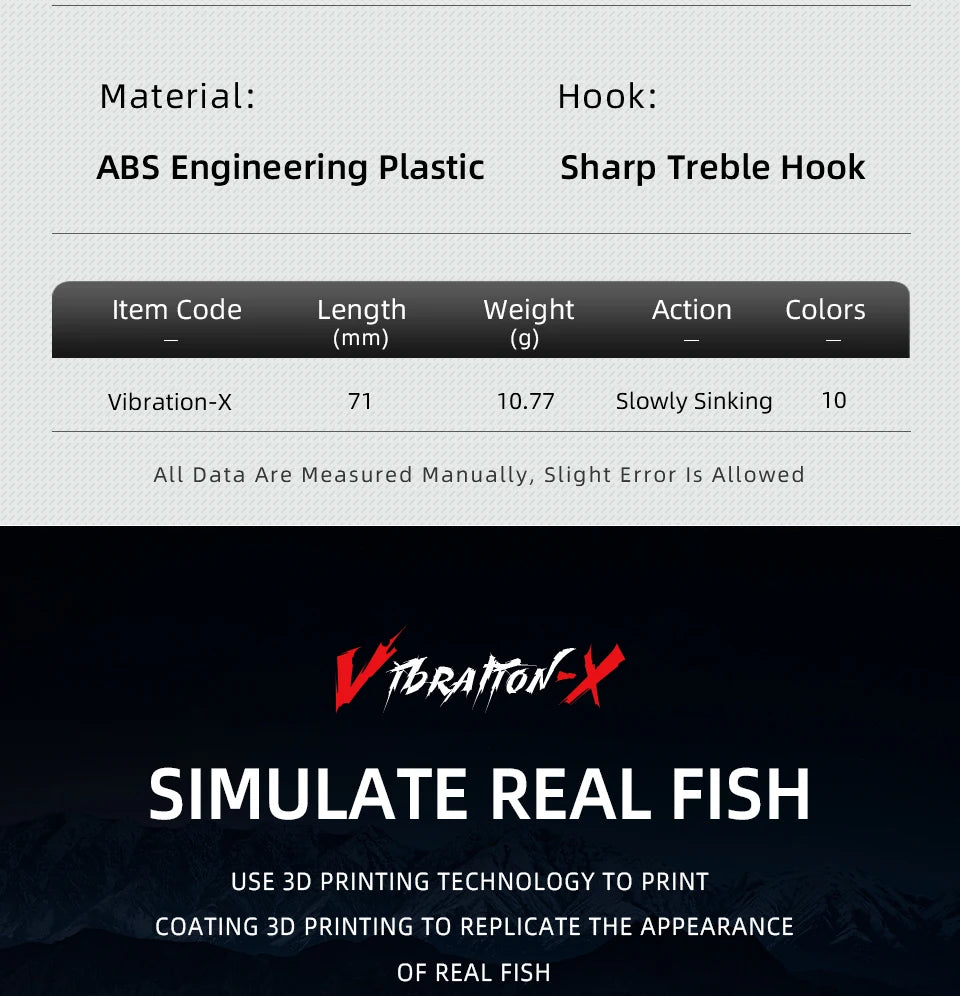 BEARKING 71mm 10g Top professional Wobblers fishing tackle fishing lures vibration bait for ice fishing Artificial accessories