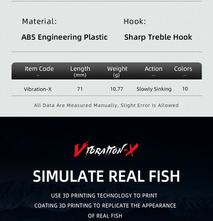 BEARKING 71mm 10g Top professional Wobblers fishing tackle fishing lures vibration bait for ice fishing Artificial accessories
