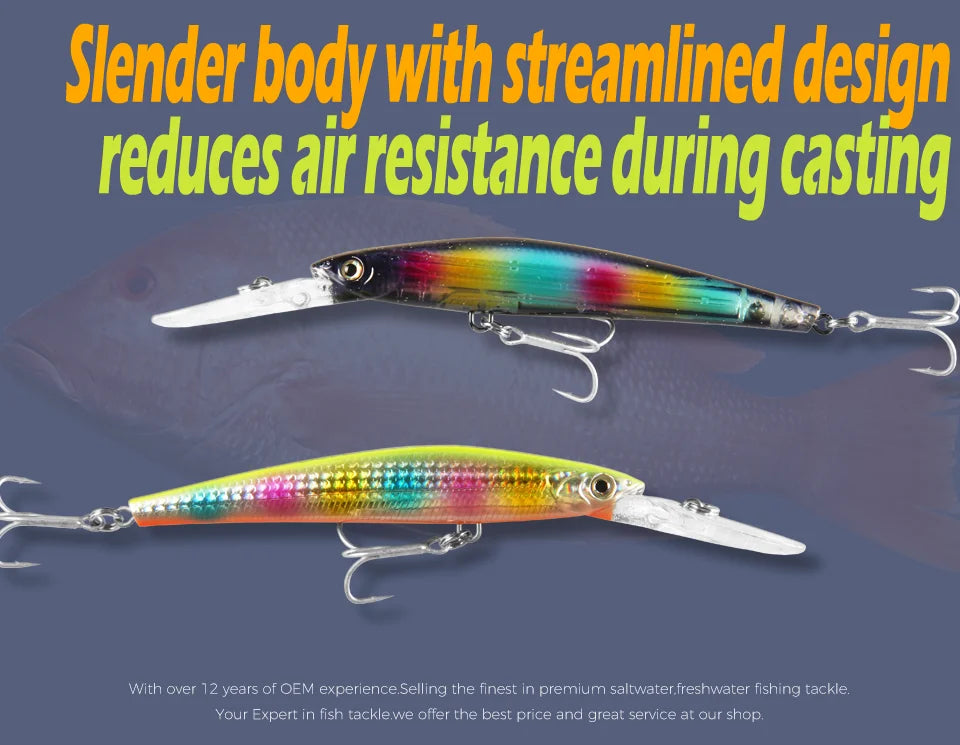 BEARKING Top Hard Baits Fishing Lures 120mm 22g  long  casting minnow Wobblers dive Depth 6-10ft Bass Pike
