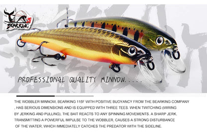 Bearking 115mm 16g Dive 0.6-1m floating Top Fishing Lures Wobblers Artificial Bait Predator Tackle jerkbaits for pike and bass