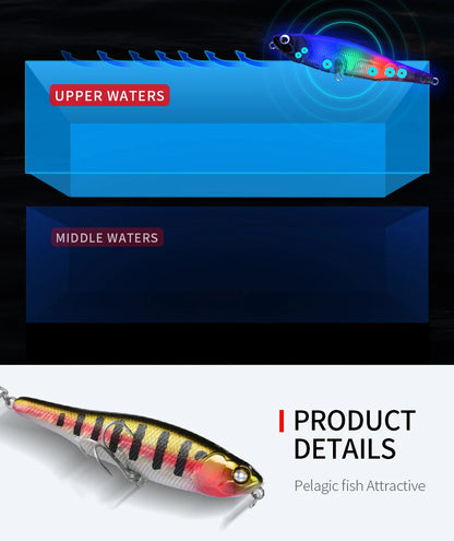 BEARKING 87mm 100mm Topwater Pencil Surface Fishing Lure Walk The Dog Artificial Saltwater Hard Bait Bass Plastic Walker