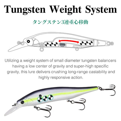 TSURINOYA 115mm 17.2g Suspending Minnow  Tungsten Weight System AURORA 115sp