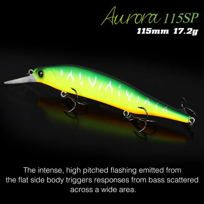 TSURINOYA 115mm 17.2g Suspending Minnow  Tungsten Weight System AURORA 115sp