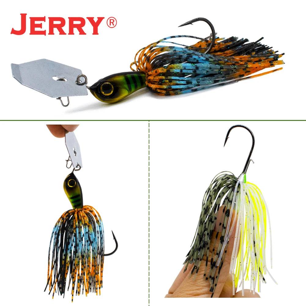 Jerry Dawn 1/4oz 3/8oz 1/2oz Chatterbait Bladejig Bass Fishing Lures Spinner Bait Silicone Skirts Vibration