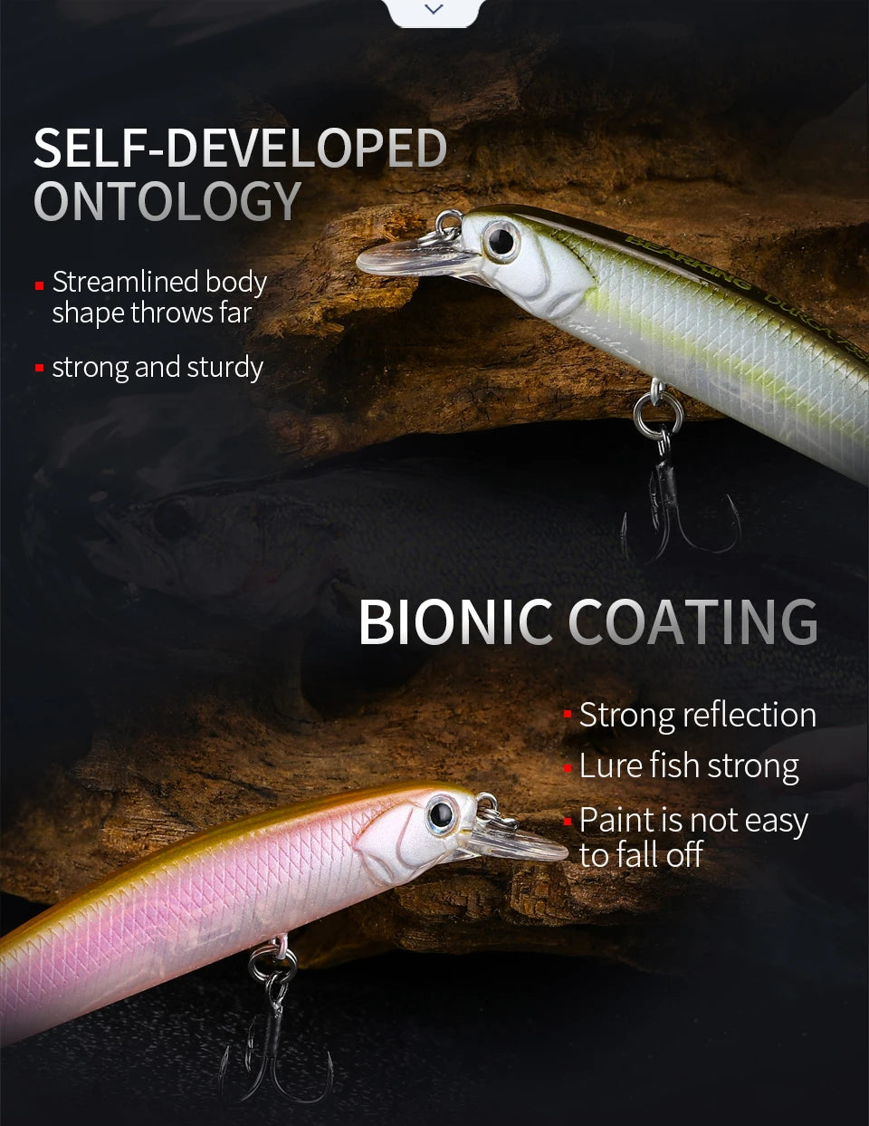 BEARKING New model 73mm 5g professional quality magent weight fishing lures minnow crank Artificial Bait Tackle