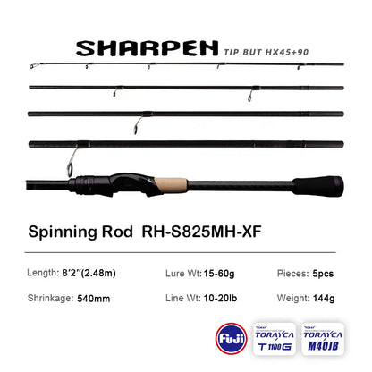 PURELURE SHARPEN Soft Lure Long Spinning and Casting XF/MF Action Rods FUJI Components Bass Pike Rod Fishing Rod Spinning Reel