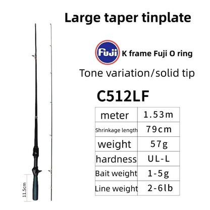 Mavllos Ocka Carp Fishing Rod Lure 1-8g Line 2-6lb Fast Light Carbon Solid UL Tip BFS Casting Rod Trout Fishing Spinning Rod