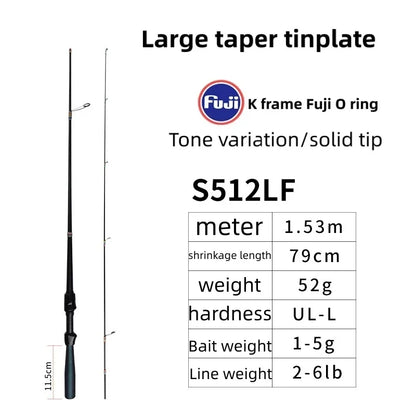 Mavllos Ocka Carp Fishing Rod Lure 1-8g Line 2-6lb Fast Light Carbon Solid UL Tip BFS Casting Rod Trout Fishing Spinning Rod