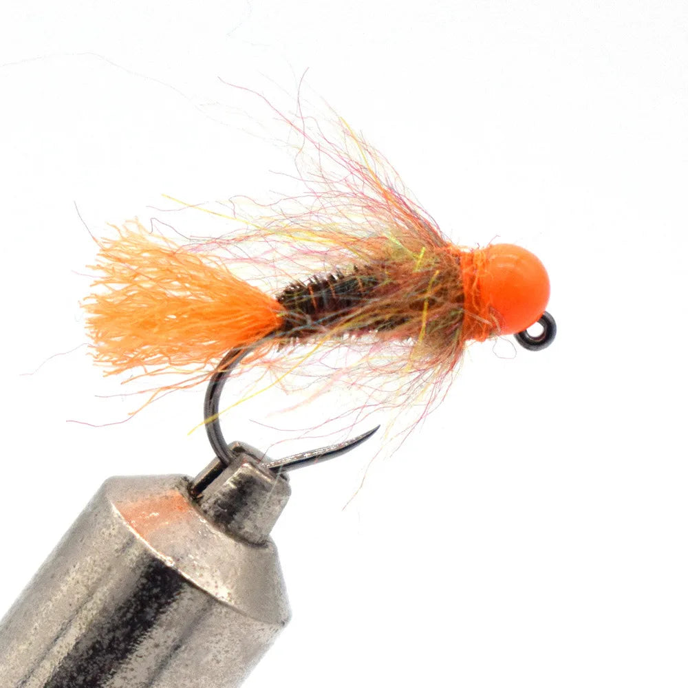 4pcs Fly Fishing Flies Tungsten Bead Jig Head Euro Nymph Fast Sinking Barbless Hook Insect Lure for Bass Trout Steelhead Salmon