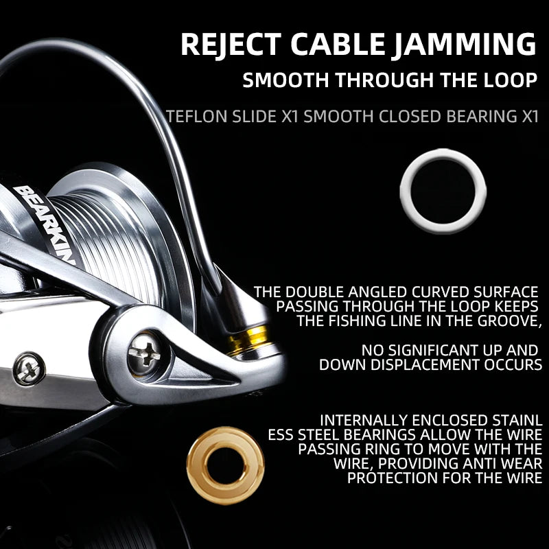 BEARKING Zeus II series 800-3000 model 9BB stainless steel bearing 5.2:1 fishing reel dragging system maximum power of 7Kg