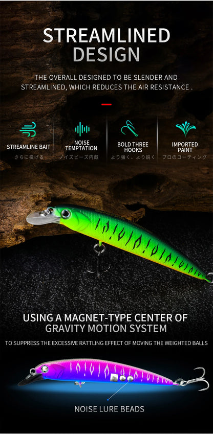 BEARKING New model 73mm 5g professional quality magent weight fishing lures minnow crank Artificial Bait Tackle