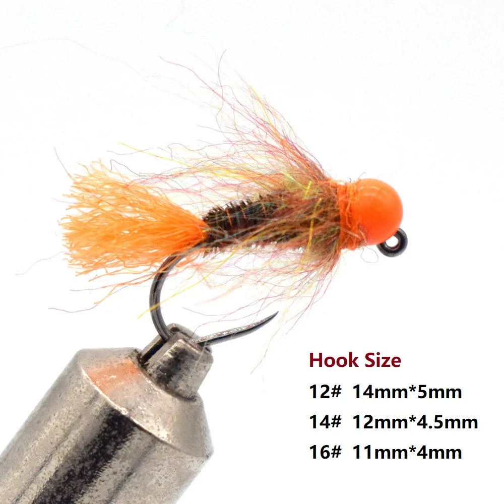 4pcs Fly Fishing Flies Tungsten Bead Jig Head Euro Nymph Fast Sinking Barbless Hook Insect Lure for Bass Trout Steelhead Salmon