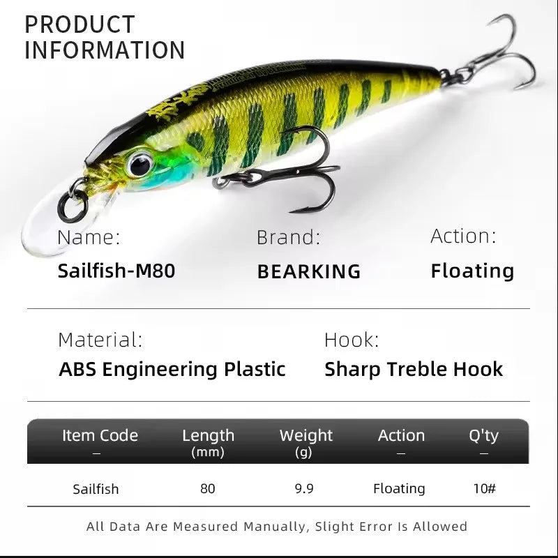 BEARKING PRO 80mm 9.9g slim minnow