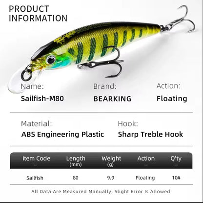 BEARKING PRO 80mm 9.9g slim minnow