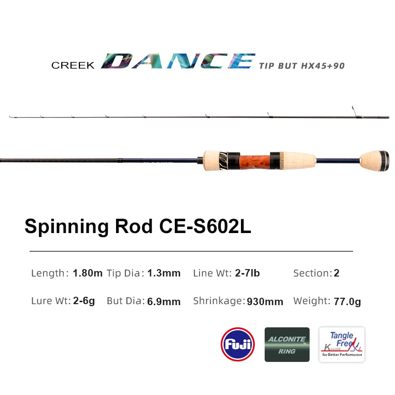PURELURE CREEK DANCE Trout Rod BFS Fishing Casting UL Spinning Light Travel Rod Stream Ejection Rod Fuji Alconite Ring Perch